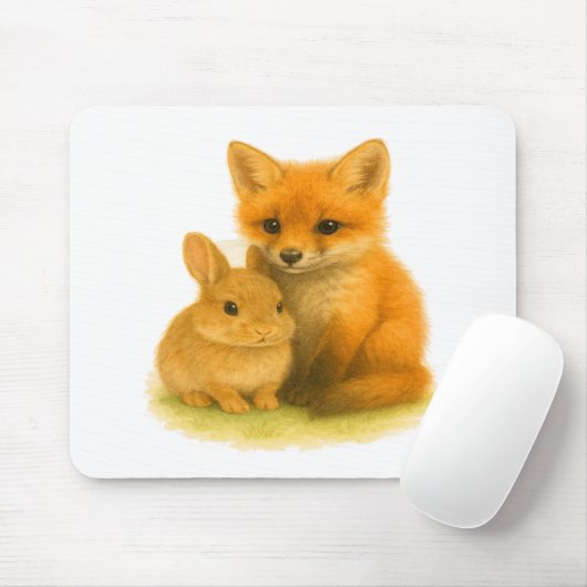 Fox Kit & Bunny Buddies Mousepad (Mit Mouse)
