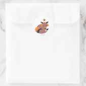 Fox-Kit mit Weihnachtssternaufkleber.v2 Runder Aufkleber (Tasche)