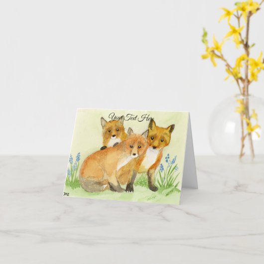 Fox Kits Karte (Gelbe Blume)