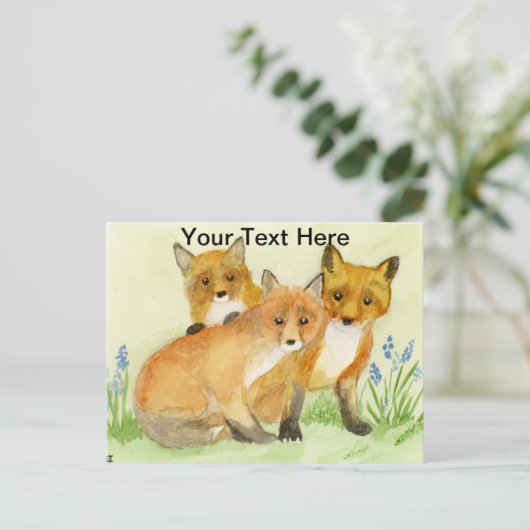Fox Kits Postkarte (Stehend Vorderseite)