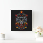 Fox Kitsune Quadratische Wanduhr (Zuhause)