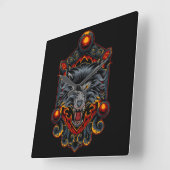 Fox Kitsune Quadratische Wanduhr (Winkel)