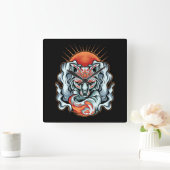 Fox Kitsune   Square Wall Clock Quadratische Wanduhr (Zuhause)