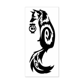 Fox Kitsune Tribal mit Spirit Lantern Gummistempel