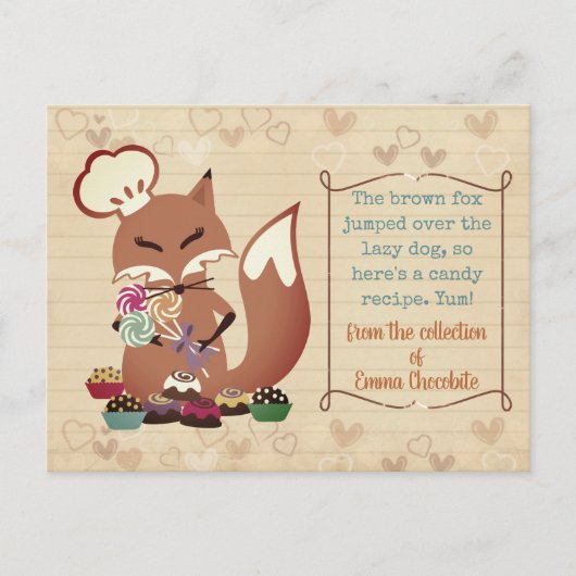 Fox Koch Süßigkeiten Kochbuch Rezepte Karte (Vorderseite)