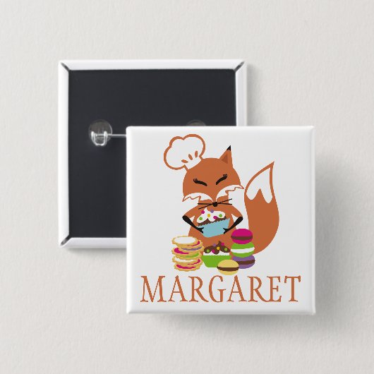 Fox-Kochsbäckerplätzchen-Kuchen-Namensumbau Button (Vorne & Hinten)