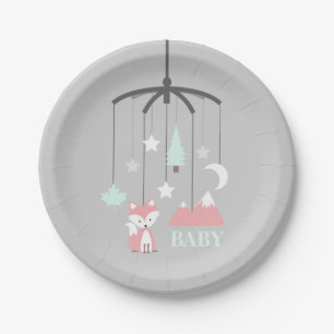 Fox-Krippen-bewegliche moderne rosa Babyparty Pappteller
