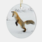 Fox Leaping Snow Foto Keramik Ornament (Links)
