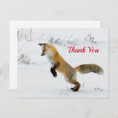 Fox Leaping Snow Foto Vielen Dank Postkarte (Vorne/Hinten)