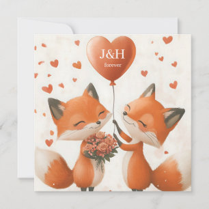 Fox-Liebe-Design mit anpassbaren Initialen Feiertagskarte