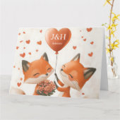 Fox-Liebe-Design mit anpassbaren Initialen Karte (Gelbe Blume)