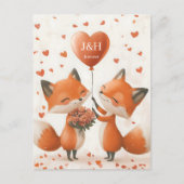 Fox-Liebe-Design mit anpassbaren Initialen Postkarte (Vorderseite)