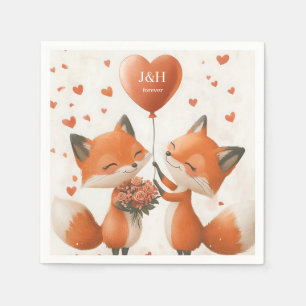Fox-Liebe-Design mit anpassbaren Initialen Serviette