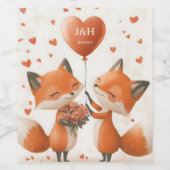 Fox-Liebe-Design mit anpassbaren Initialen Weinetikett (Einzelnes Label)