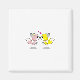 Fox Liebe Kiss Animal Niedlich Cartoon Design Funn Magnet