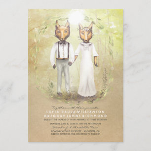 Fox-Liebe-rustikale Waldhochzeits-Einladungen Einladung