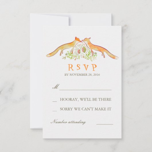 Fox Liebe Wedding RSVP Cards (Vorderseite)