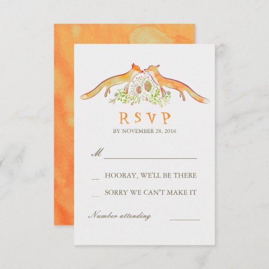 Fox Liebe Wedding RSVP Cards (Vorne/Hinten)