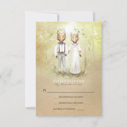 Fox Liebe Wedding RSVP Cards Karte (Vorderseite)