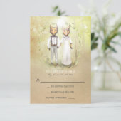 Fox Liebe Wedding RSVP Cards Karte (Stehend Vorderseite)