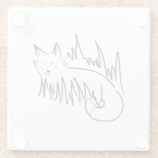 Fox Line Art Glasuntersetzer (Rückseite)