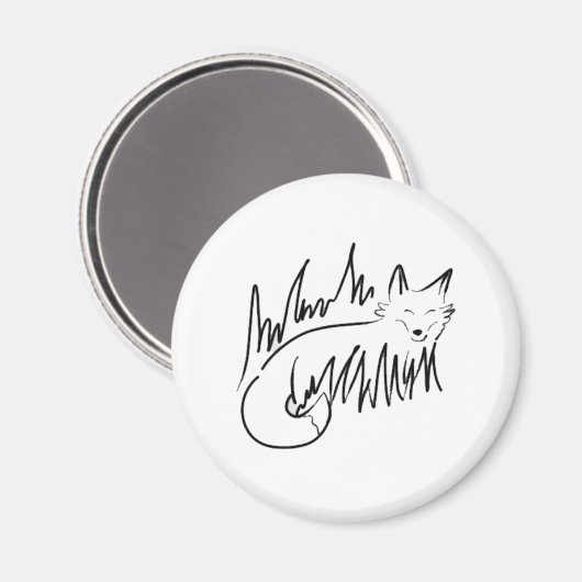 Fox Line Art Magnet (Vorderseite/Rückseite)