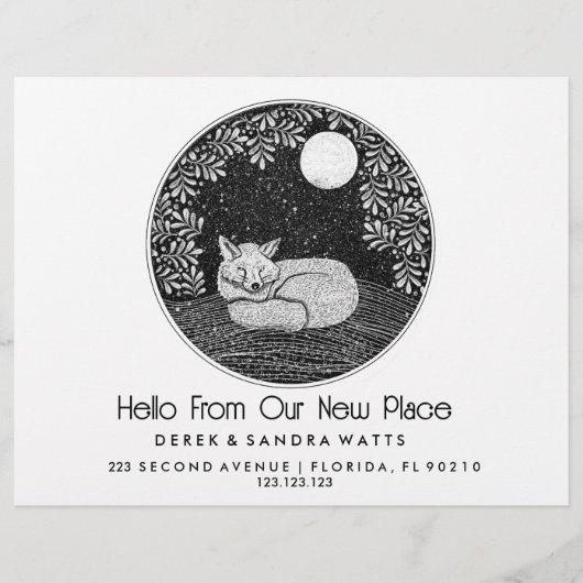 Fox Lino Style Change of Address Card | Hand-Drawn Flyer (Vorne)