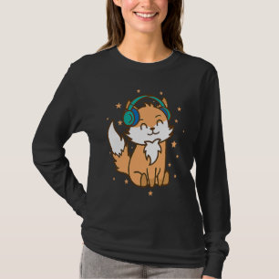 Fox Listening Music Nature Tierzuchtumgebung T-Shirt