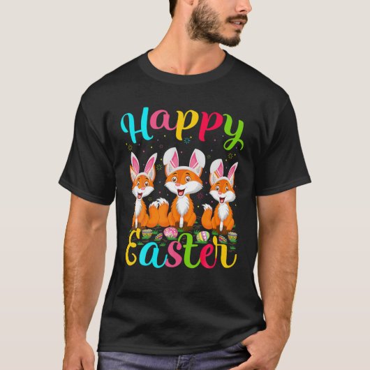 Fox Lover Funny Easter Egg Bunny Fox Happy Osterfe T-Shirt (Vorderseite)