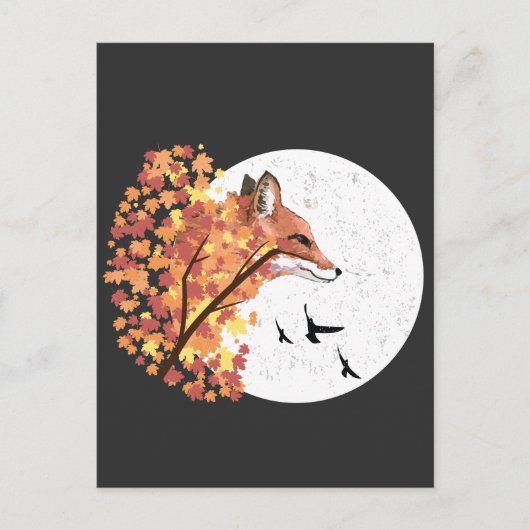 Fox Lover Herbstmond Baum Tierwald Natur Postkarte (Vorderseite)