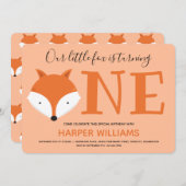 Fox macht einen ersten Geburtstag Einladung (Vorne/Hinten)