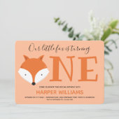 Fox macht einen ersten Geburtstag Einladung (Stehend Vorderseite)