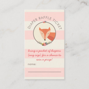 Fox-Mädchen-Babyparty-Spiel-Windelraffle-Karte Begleitkarte