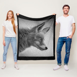 FOX-MALERIERUNG STIL SCHWARZ UND WEISS FLEECEDECKE