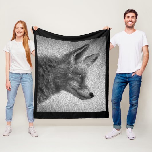 FOX-MALERIERUNG STIL SCHWARZ UND WEISS FLEECEDECKE (Beispiel)