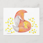 Fox Mama Baby Postcard Red Fox Aqua Art Card Postkarte (Vorderseite)