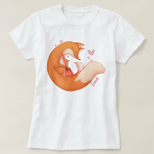 Fox-Mama und Baby T-Shirt (Design vorne)