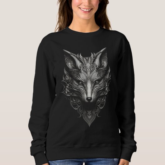 Fox Mandala Art - Animal Wolf Fox Sweatshirt (Vorderseite)