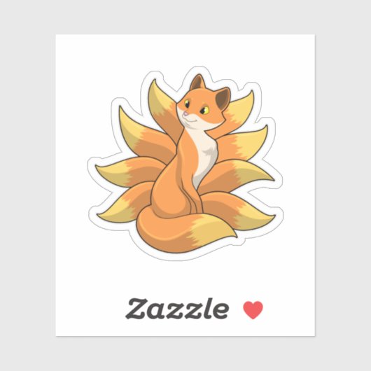 Fox mit 9 Fox-Schwänzen Aufkleber (Blatt)