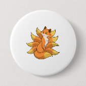 Fox mit 9 Fox-Schwänzen Button (Vorderseite)