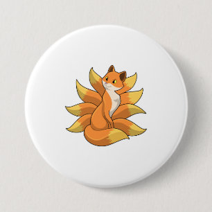 Fox mit 9 Fox-Schwänzen Button