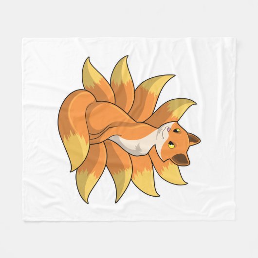 Fox mit 9 Fox-Schwänzen Fleecedecke (Vorderseite (Horizontal))