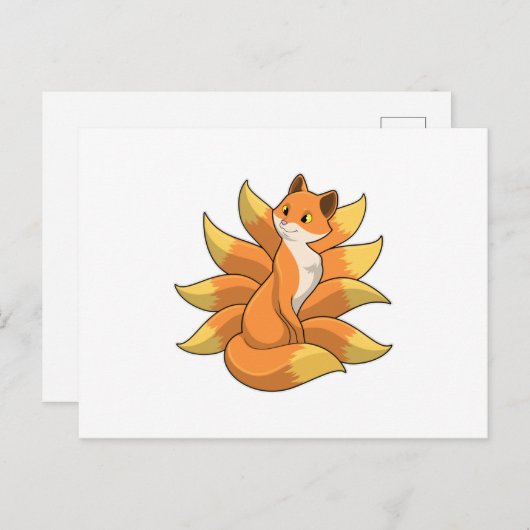 Fox mit 9 Fox-Schwänzen Postkarte (Vorne/Hinten)
