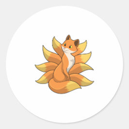 Fox mit 9 Fox-Schwänzen Runder Aufkleber