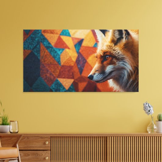 Fox mit auffallendem orangefarbenem Fell gegen Leinwanddruck (Insitu (Wohnzimmer))