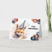 Fox mit Balloons und Party Happy Birthday Karte (Vorderseite)