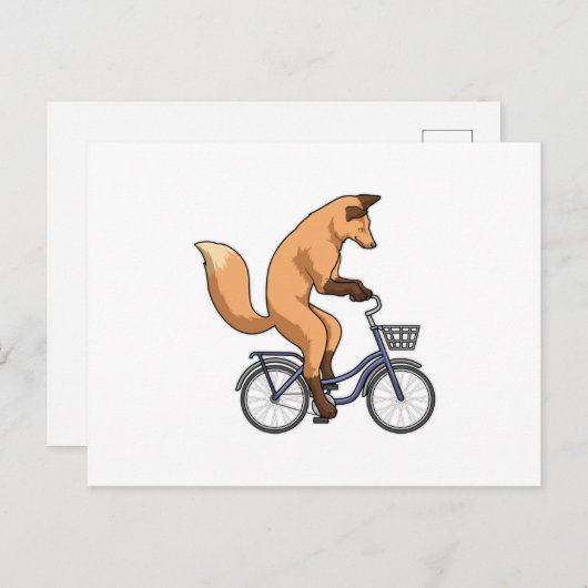 Fox mit Bicycle Postkarte (Vorne/Hinten)