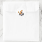 Fox mit Bicycle Runder Aufkleber (Tasche)