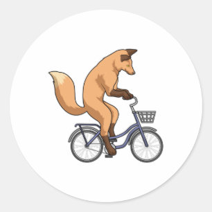 Fox mit Bicycle Runder Aufkleber