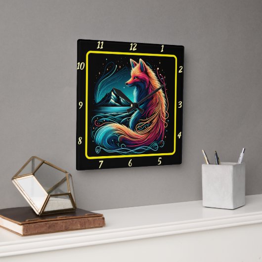 Fox mit Blick auf die Mitternachtsgebirge Quadratische Wanduhr (Büro)